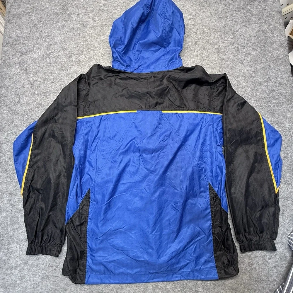 Columbia Packable Anorak Mens M Blue Black Hooded Windbreaker Jacket
